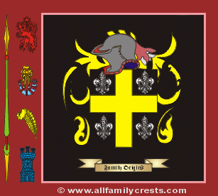 Bank family crest and meaning of the coat of arms for the surname Bank