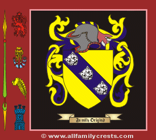 play position ear Minge family crest and meaning of the coat of arms for the surname Minge,  Minge name origin