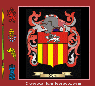 O'Pray Coat of Arms, Family Crest - Click here to view