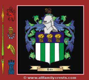 Pain Coat of Arms, Family Crest - Click here to view