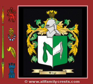 Wing family crest and meaning of the coat of arms for the surname