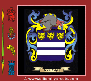 Write family crest and meaning of the coat of arms for the surname